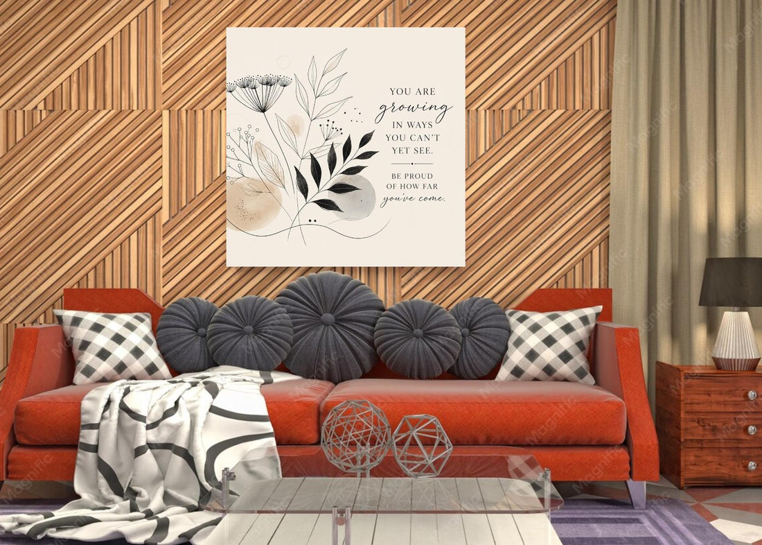 Minimalist Botanical Wall Art Print, Neutral Inspirational Quote Poster, Black and Beige Floral Printable Art,  Digital Download