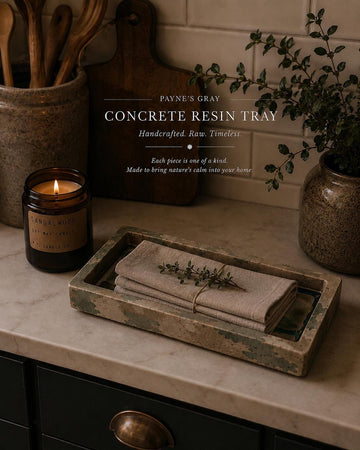 Paynes Gray Concrete Resin Tray | Handmade Catchall Tray | Modern Wabi Sabi Home Decor