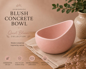 Blush Concrete Bowl  Quiet Bloom Collection | Handmade Modern Catchall Bowl | Pink Concrete Decor | Vanity Dish | Jewelry Holder