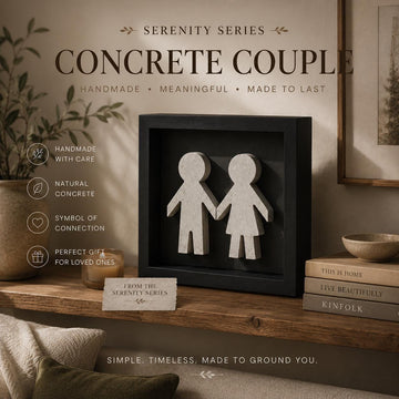 Concrete Couple Wall Art | Minimalist Shadow Box Sculpture | Modern Farmhouse Decor | Handcrafted Cement Art | Wedding Gift | Anniversary Gi