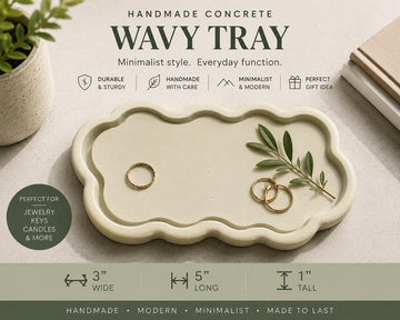 Wavy Concrete Tray Catchall Tray Decorative Tray Jewelry Dish Key Holder Entryway Decor Vanity Organizer Spa Bathroom Decor Handmade Gift
