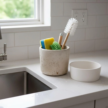 Handmade Concrete Storage Jar with Lid, Rustic Bathroom Canister