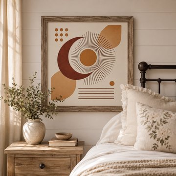 Boho Abstract Sun Wall Art | Terracotta Desert Printable | Modern Bohemian Decor | Neutral Sunburst Art | Digital Download